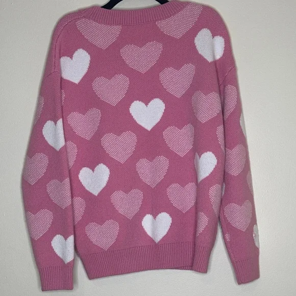 Versona Pink and White Heart Sweater - Picture 4 of 5